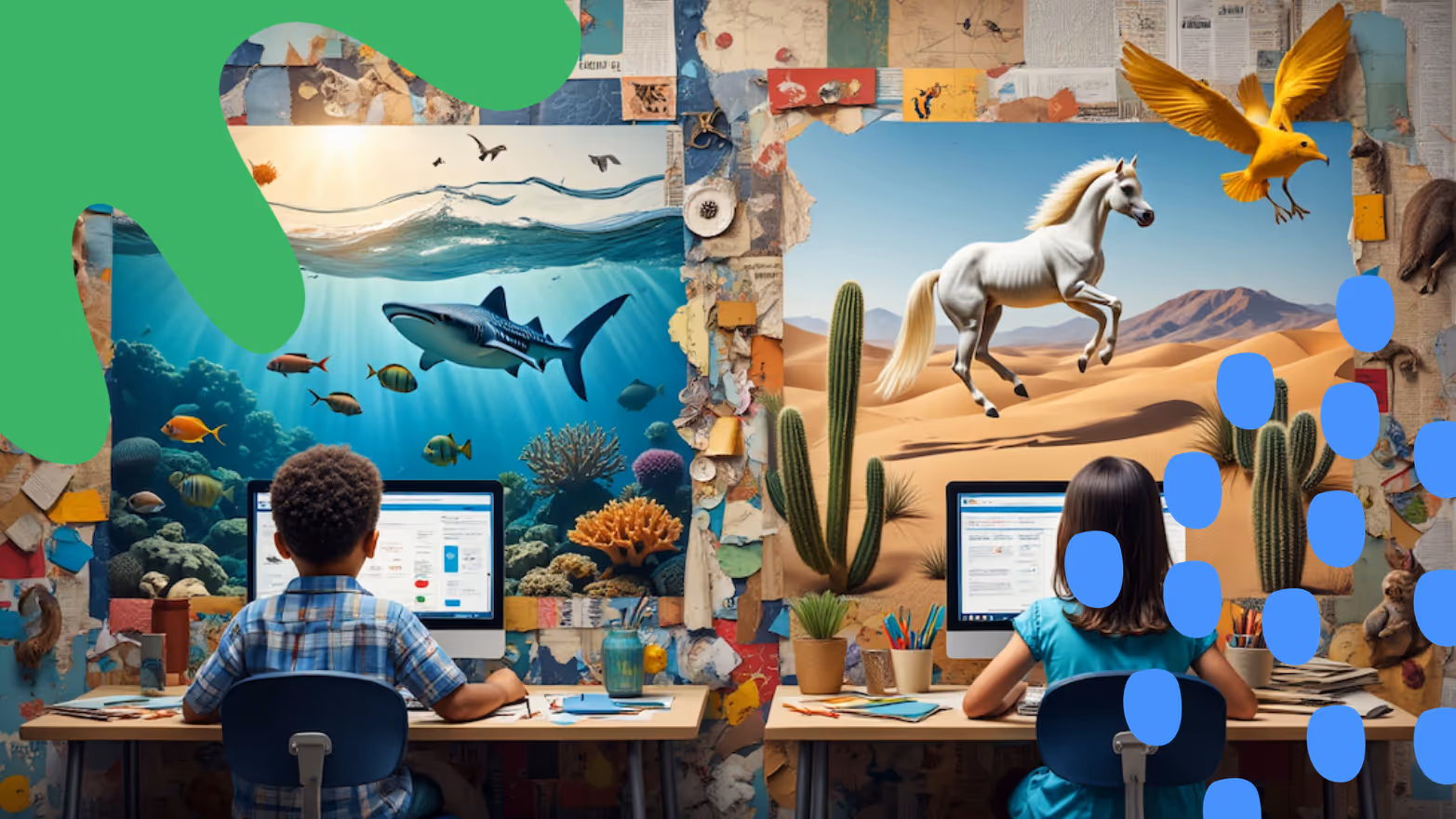 Kindergarteners learning online with a fun, engaging program